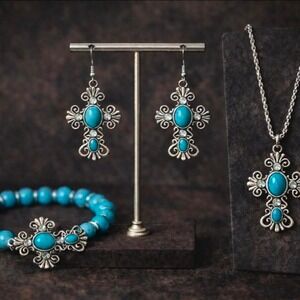Turquoise and Silver Jewelry Set